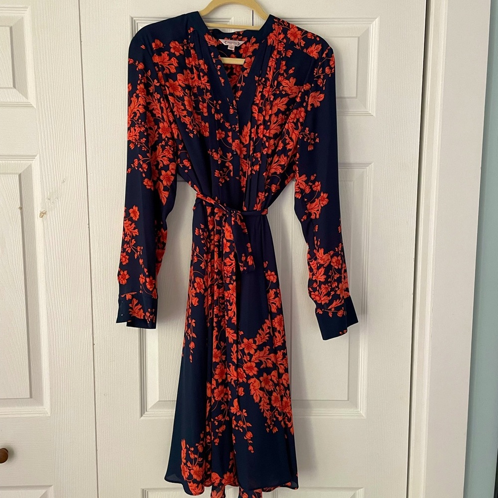 Nanette Lepore Size 12 Navy Coral Dress